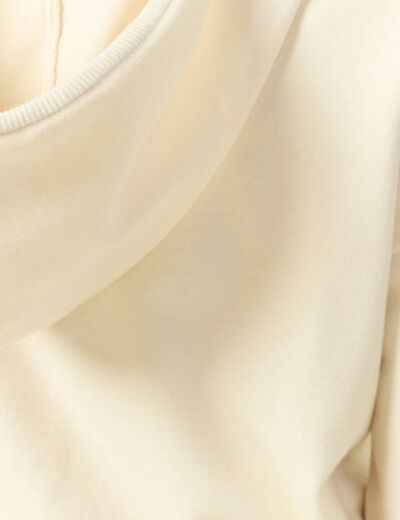 Sweat &agrave; capuche manches longues creme femme