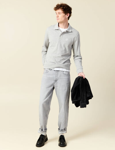 Sweat manches longues brod&eacute; gris homme
