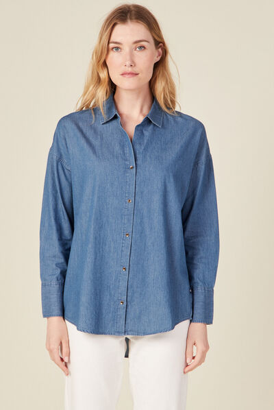 Chemise en jean denim stone femme