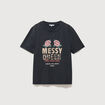 T-shirt droit col rond manches courtes noir femme