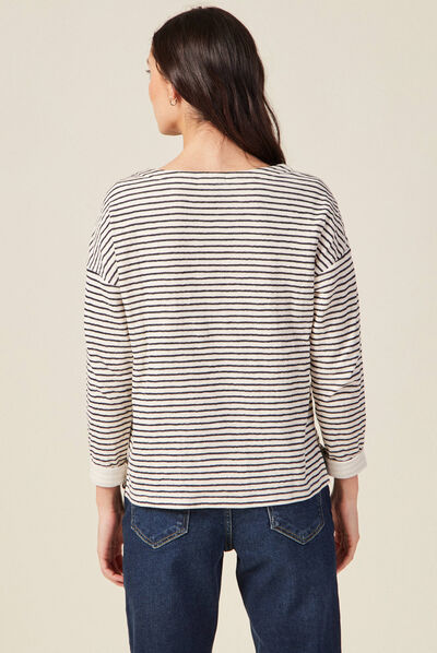 T-shirt manches longues bleu foncé femme
