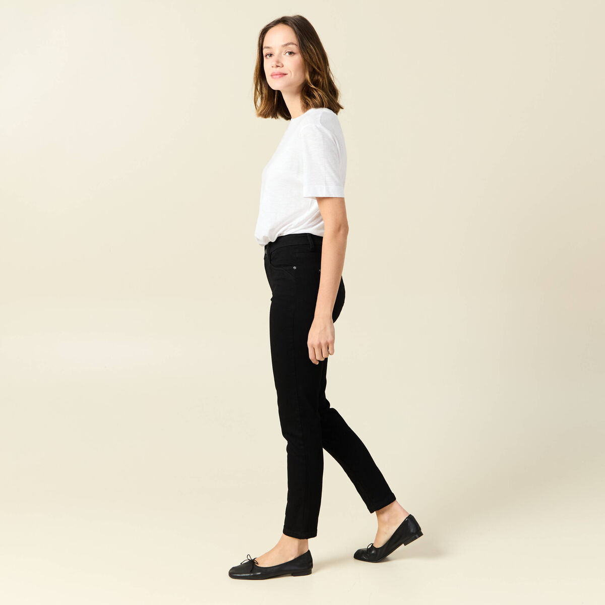 Jeans slim 7/8ème denim noir femme