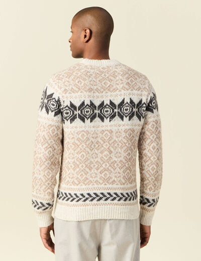 Pull manches longues beige homme