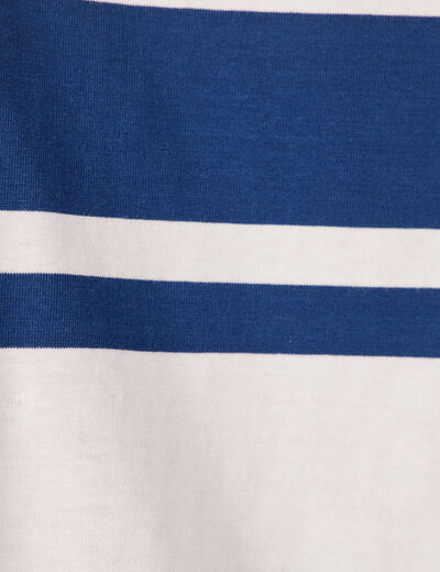 T-shirt ray&eacute; col rond manches courtes ecru homme