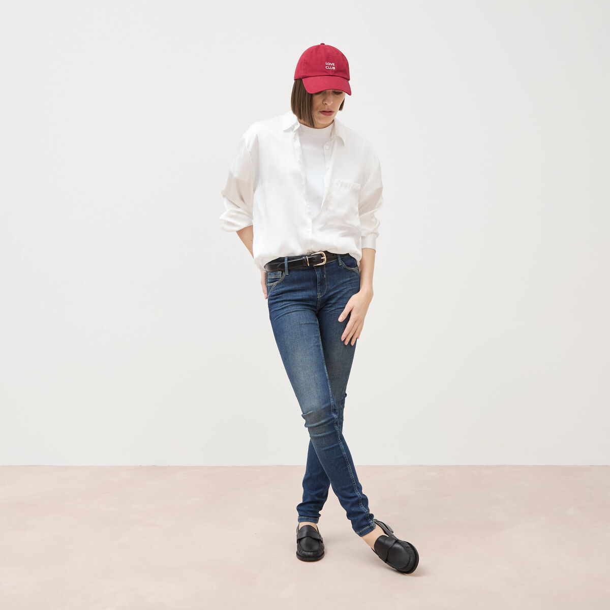 Jeans skinny push-up taille standard denim brut femme