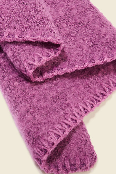 Écharpe maille duveteuse violet femme