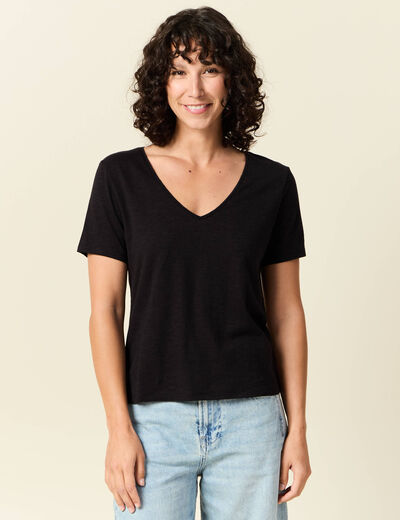 T-shirt manches courtes noir femme