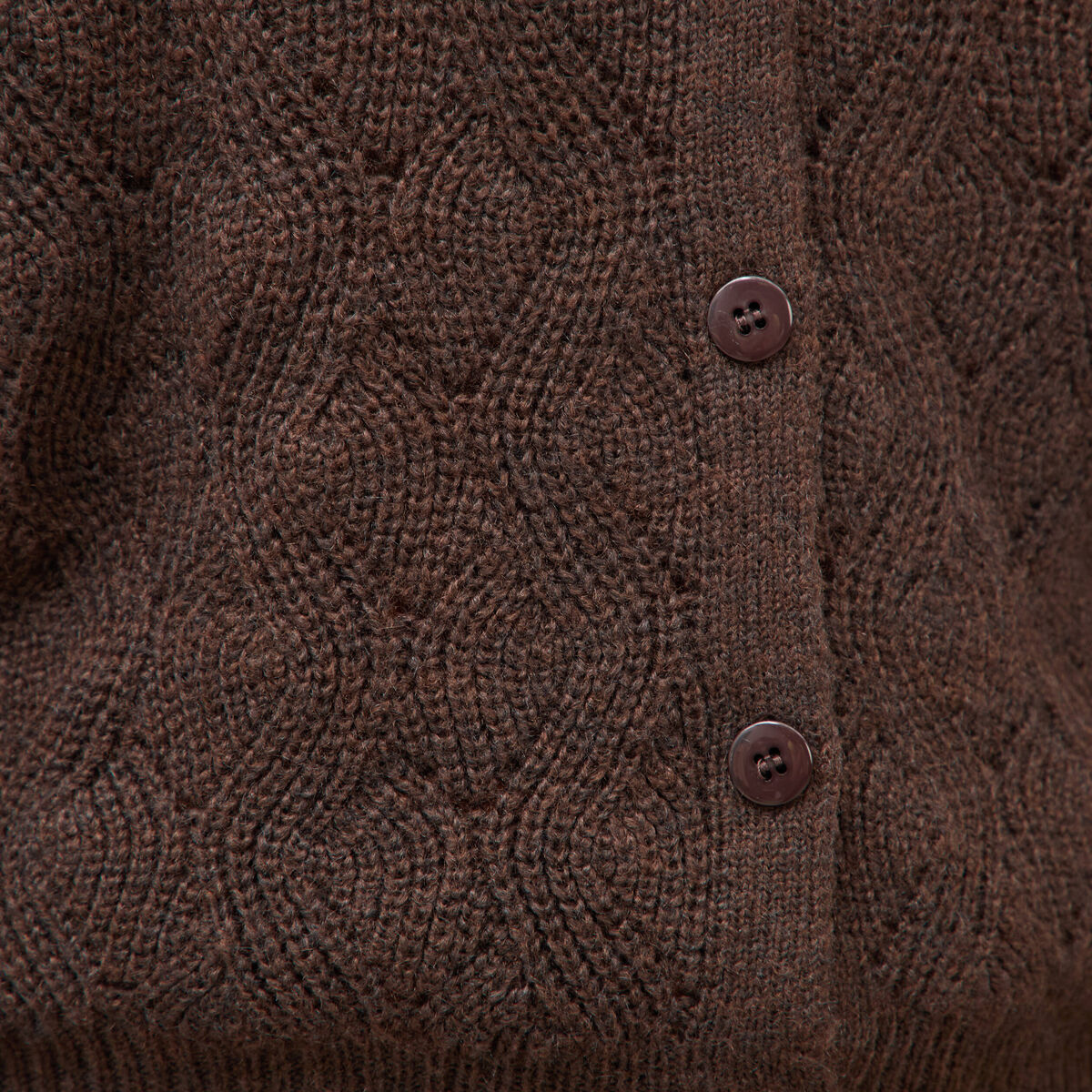 Gilet manches longues col v marron femme