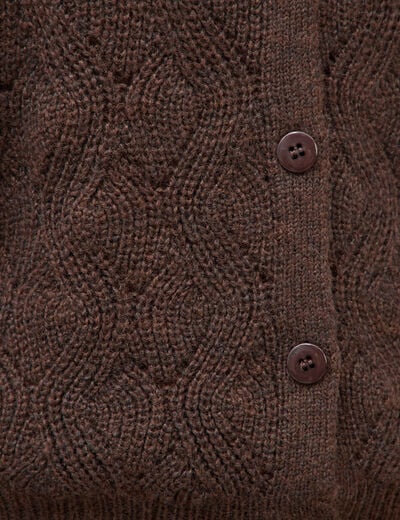 Gilet manches longues col v marron femme