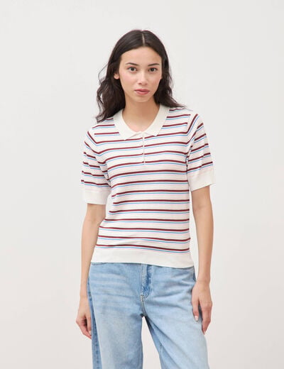 Polo manches courtes ecru femme