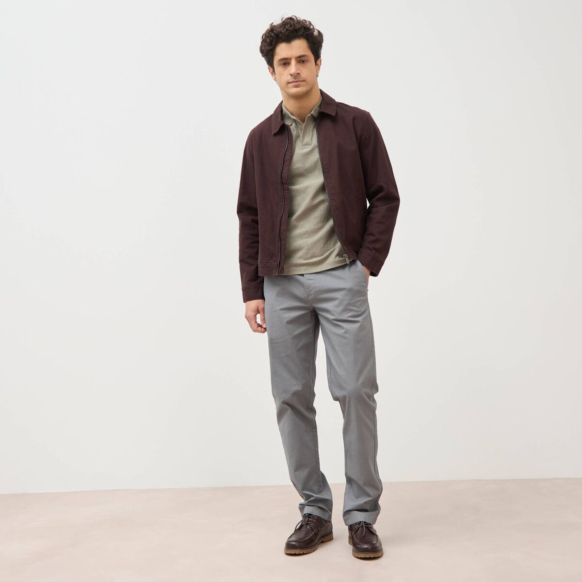 Polo manches courtes vert kaki homme