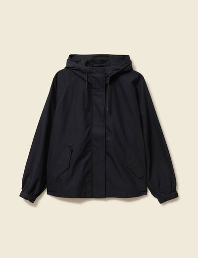 Parka oversize d&eacute;perlante &agrave; capuche noir femme