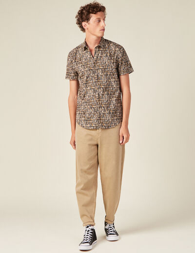 Chemise manches courtes jaune moutarde homme