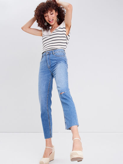 Jeans slim taille haute denim used femme