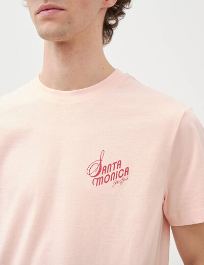 T-shirt en coton rose poudr&eacute;e homme