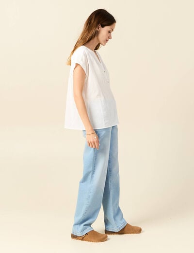 Chemise manches courtes ecru femme