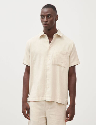 Chemise manches courtes col am&eacute;ricain sable homme