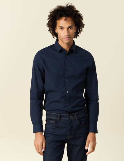 Chemise manches longues bleu marine homme