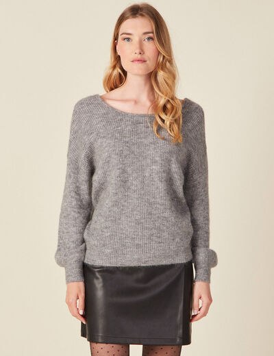 Pull manches longues 2-en-1 gris femme