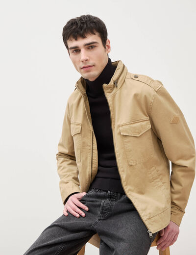 Veste col montant manches longues beige homme
