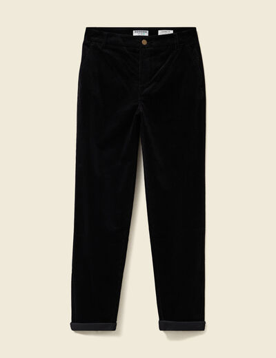 Pantalon large 7/8&egrave;me taille haute noir femme