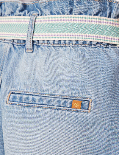 Short straight en jean denim used femme
