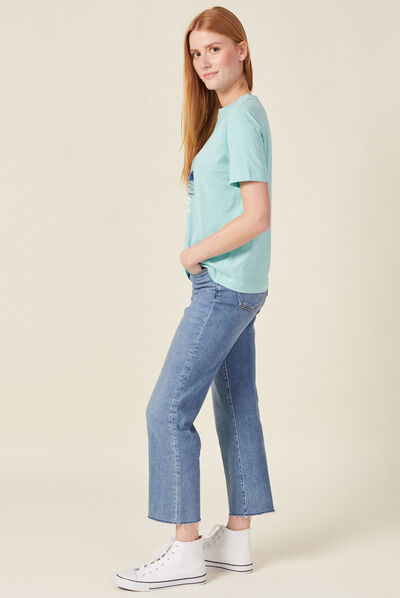 T-shirt manches courtes bleu clair femme
