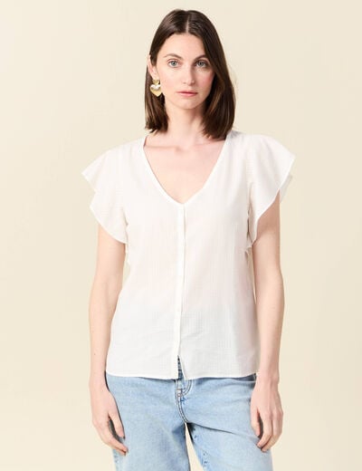 Blouse manches courtes blanc femme