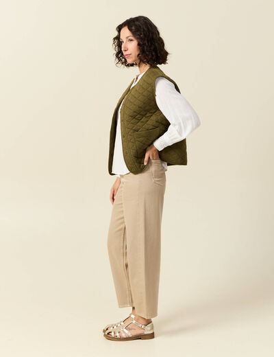 Gilet sans manches vert kaki femme