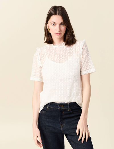 T-shirt manches courtes ecru femme