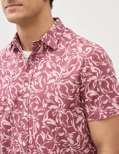 Chemise manches courtes vieux rose homme
