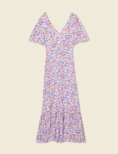 Robe longue évasée rose femme
