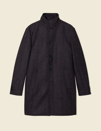 Manteau ajusté boutonné gris foncé homme