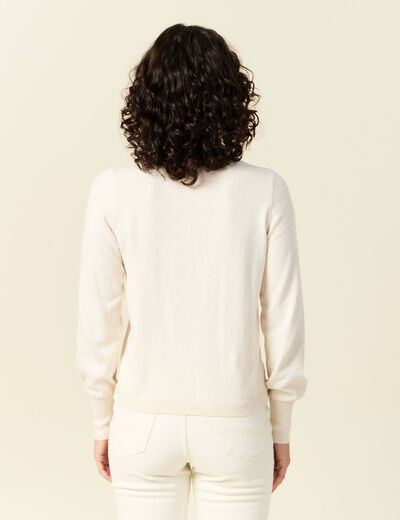 Pull manches longues creme femme