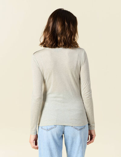 T-shirt manches longues avec laine gris clair femme