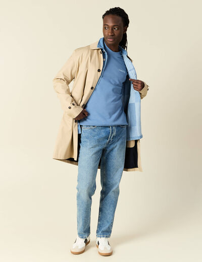Sweat manches longues bleu gris homme