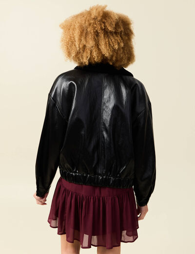 Veste oversize manches longues doubl&eacute;e noir femme