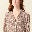 Blouse droite courte manches longues marron femme
