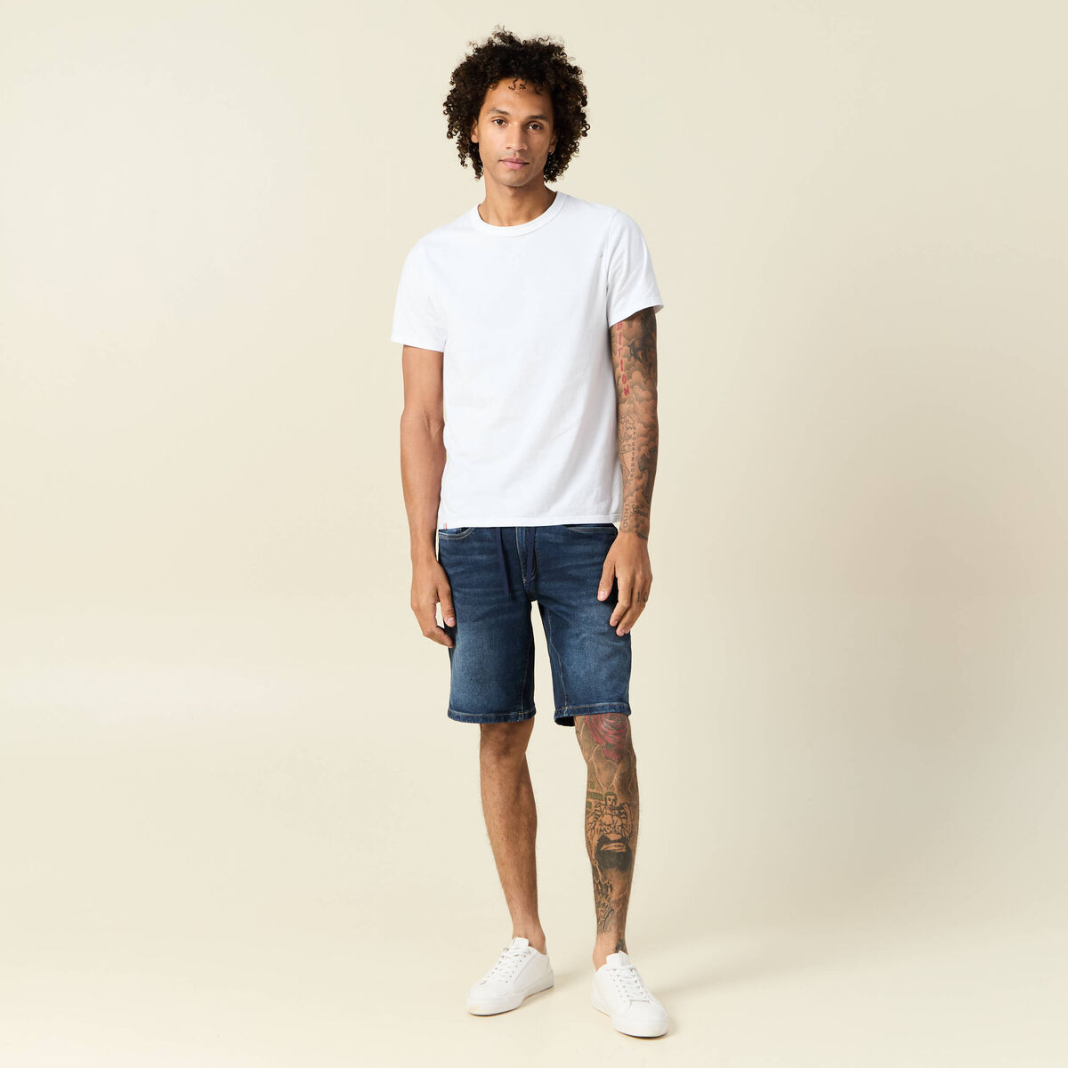 Bermuda confort ultra stretch denim brut homme