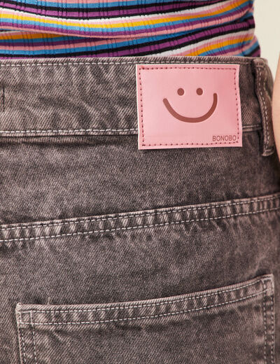 Jeans cargo taille haute noir femme