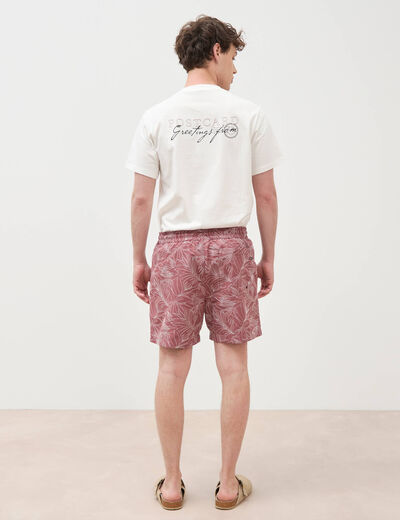 Maillot de bain avec broderie doubl&eacute; vieux rose homme