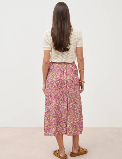 Jupe fluide rose framboise femme