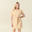 Robe droite ceinturée jaune femme
