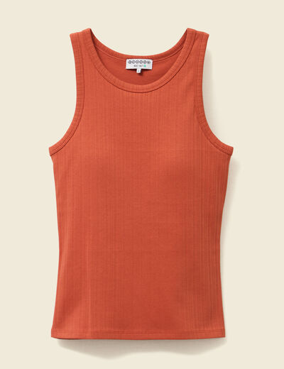 Débardeur cintré court col rond orange foncé femme