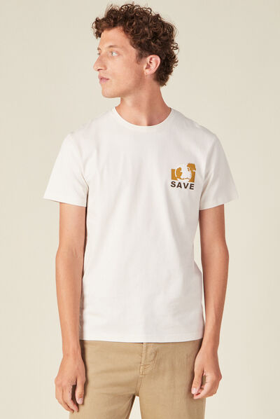 T-shirt manches courtes ecru homme
