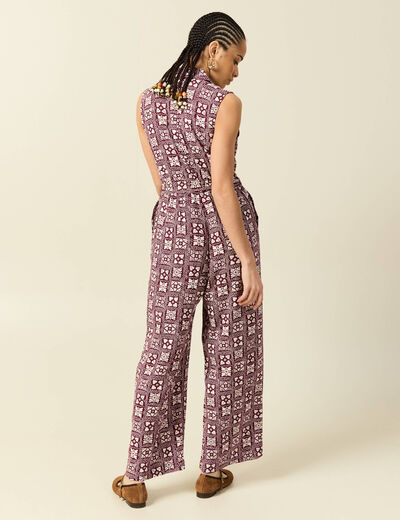 Combinaison salopette sans manches bordeaux femme