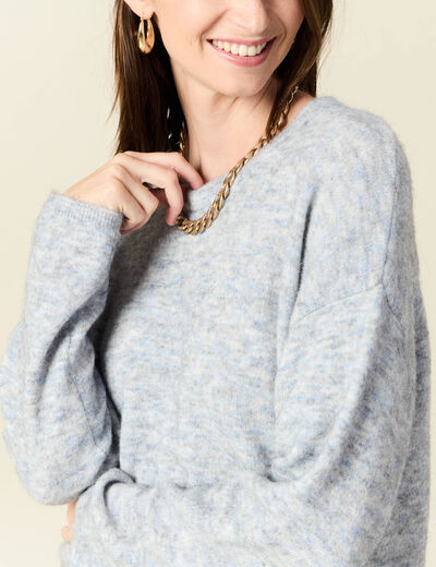 Pull manches longues bleu ciel femme
