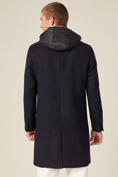 Manteau avec capuche amovible bleu foncé homme