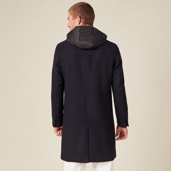 manteau avec capuche amovible bleu fonce homme Manteau avec capuche amovible bleu foncé homme