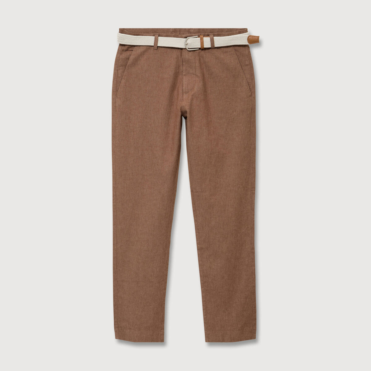 Chino coupe droite longueur 32 marron homme
